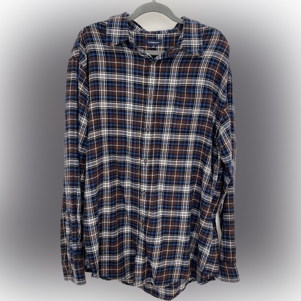 Croft & Barrow Blue and Brown Plaid Flannel Shirt